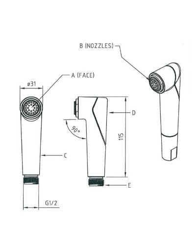 Гигиенический душ со шлангом 120см и держателем CEZARES KARMA-IFS-01