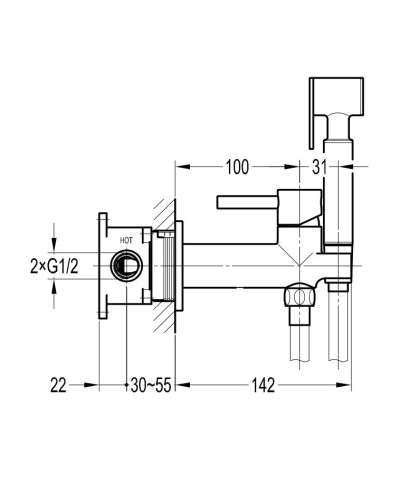 Гигиенический душ со смесителем CEZARES ECO-DIF-BORO
