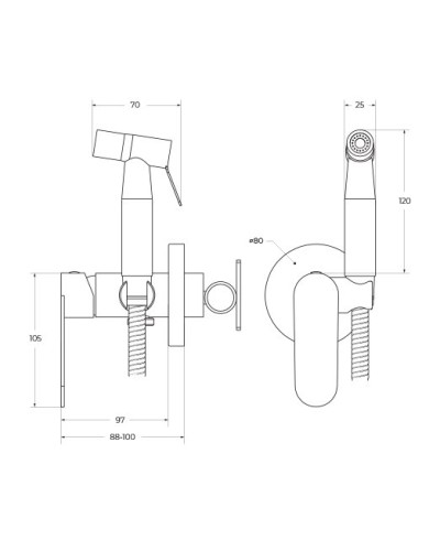 Гигиенический душ со смесителем CEZARES STYLUS-DIF-IN