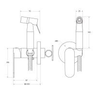 Гигиенический душ со смесителем CEZARES STYLUS-DIF-NOP