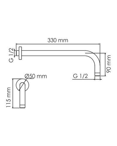 Кронштейн для верхнего душа WasserKRAFT Mindel A146 Белый матовый