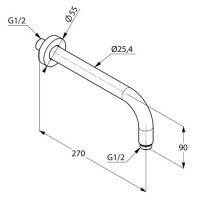 Кронштейн для верхнего душа 270 мм Kludi A-QA 665130500