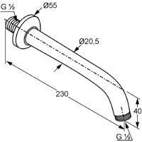 Кронштейн для верхнего душа 230 мм Kludi A-QA 623540500
