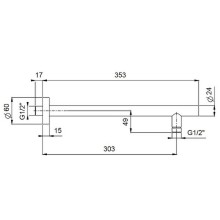 Кронштейн для верхнего душа Paini 50PZ745TT35 Черный матовый