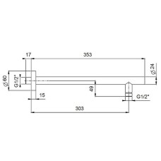 Кронштейн для верхнего душа Paini 50PZ745TT35 Черный матовый
