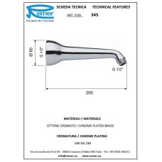 Кронштейн для душа 200 мм Remer 34520