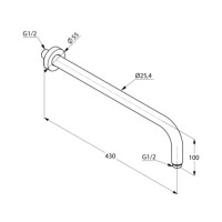 Кронштейн для верхнего душа 430 мм Kludi A-QA 6651487-00