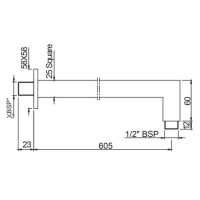 Кронштейн для верхнего душа 605 мм Jaquar SHA-CHR-455L600