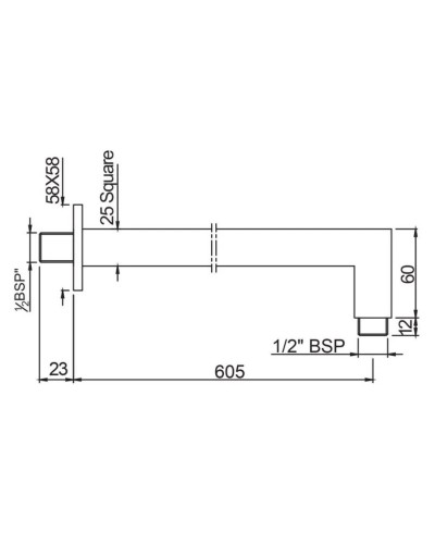 Кронштейн для верхнего душа 605 мм Jaquar SHA-CHR-455L600