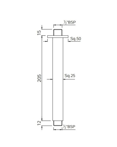 Кронштейн для верхнего душа 205 мм Jaquar SHA-CHR-457L200