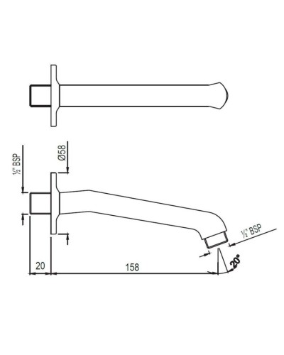 Кронштейн для верхнего душа 158 мм Jaquar SHA-CHR-477