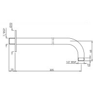 Кронштейн для верхнего душа 305 мм Jaquar SHA-CHR-479L300S