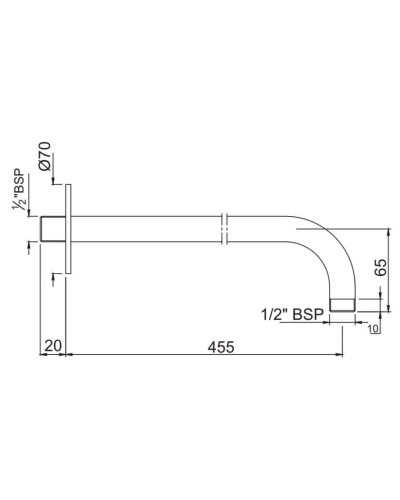Кронштейн для верхнего душа 455 мм Jaquar SHA-CHR-479L450
