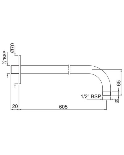 Кронштейн для верхнего душа 605 мм Jaquar SHA-CHR-479L600