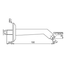 Кронштейн для верхнего душа 190 мм Jaquar SHA-CHR-483