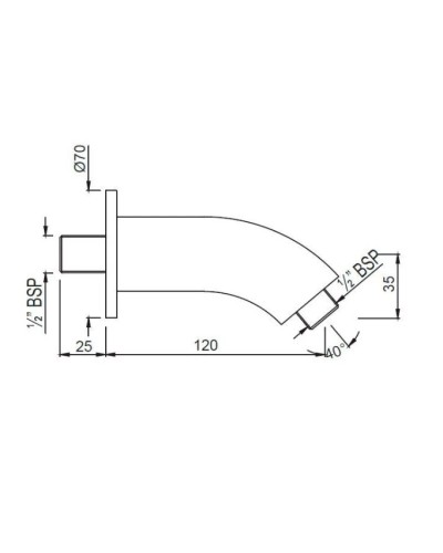 Кронштейн для верхнего душа 120 мм Jaquar SHA-CHR-487