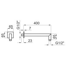 Кронштейн для верхнего душа 400 мм Noken Square N186490096