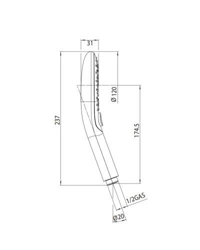 Ручной душ 120 мм, 6 режимов Bossini Syncronia B00800.030