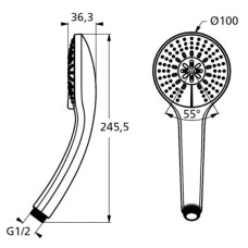 Ручной душ 100 мм Ideal Standard IdealRain Soft M1 B9403AA