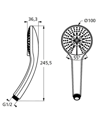 Ручной душ 100 мм Ideal Standard IdealRain Soft M1 B9403AA