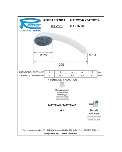 Душевая лейка 70 мм Remer 311DABI
