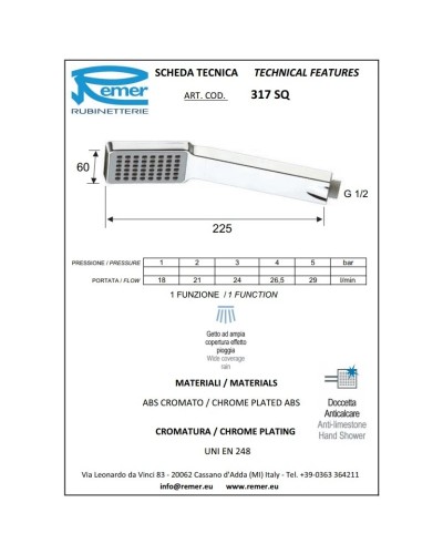 Душевая лейка 60 мм Remer 317SQ