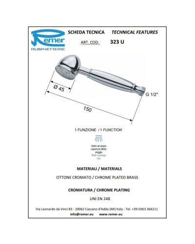 Душевая лейка 45 мм Remer 323U