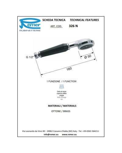 Душевая лейка 50 мм Remer 326N
