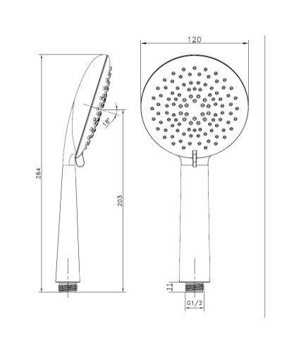 Душевая лейка 120 мм AltroBagno AltroBagnoHS070802Cr