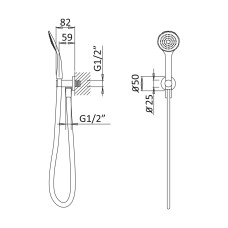 Ручной душ со штуцером-держателем шланг 175 см CEZARES CZR-B-KD-SS Sunset