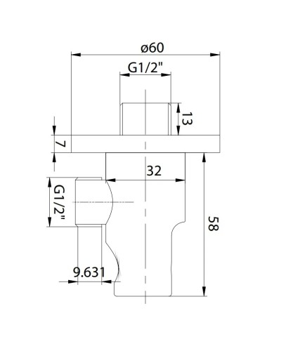 Подключение для душевого шланга с держателем Noken Minimal N198490001