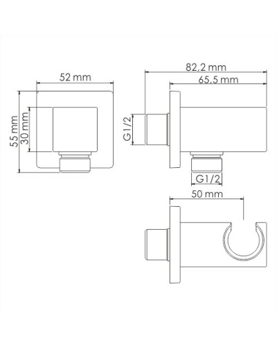 Подключение для душевого шланга с держателем WasserKRAFT Aisch A184