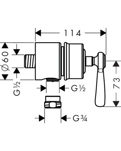 Подключение для душевого шланга с запорным вентелем Axor Montreux 16883820