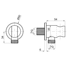 Подключение для душевого шланга с держателем Noken Round Inox N200000143