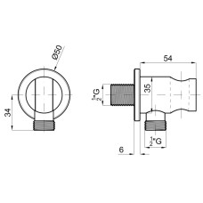 Подключение для душевого шланга с держателем Noken Round Inox N200000143