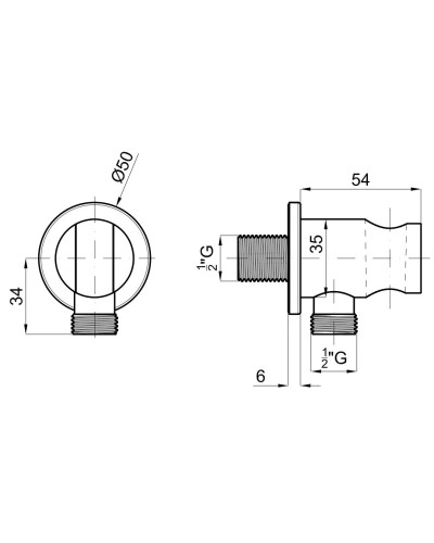 Подключение для душевого шланга с держателем Noken Round Inox N200000143
