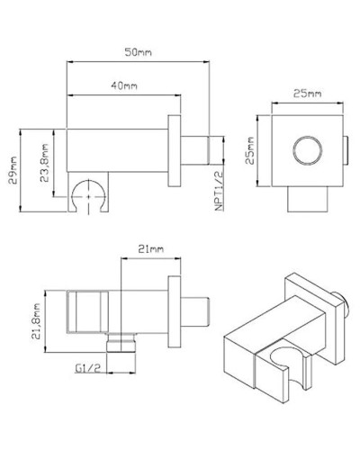 Подключение для душевого шланга с держателем Vincea VSC-41GM