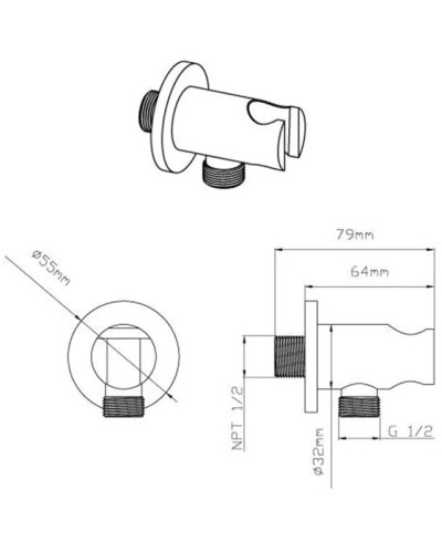 Подключение для душевого шланга с держателем Vincea VSC-42CH