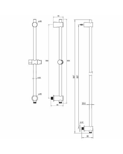 Душевая штанга Ravak 975.01 X07P366 Хром