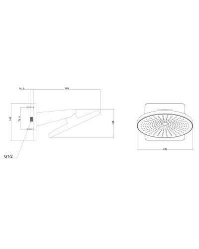 Верхний душ Vincea Inspire VSHD-3I5CMB 250 мм, с кронштейном, черный матовый