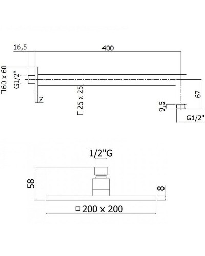 Верхний душ Paffoni Syncro ZSOF075CR/ZSOF063CR Хром