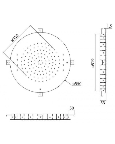 Верхний душ Cezares CZR-SDRH1-50-03 Золото