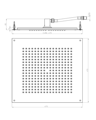 Верхний душ Bossini Dream Cube H38459.073 Черный матовый