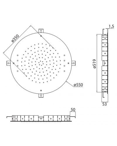 Верхний душ Cezares Czr CZR-SDRH1-50-NOP Черный матовый