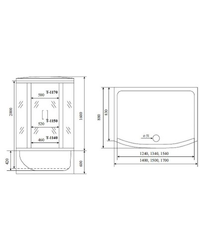 Душевой бокс Timo Standart 150x88 T-6650B без гидромассажа