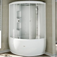 Душевой бокс Radomir Лаура 128x128 1-04-1-0-4-0880 профиль Белый стекло прозрачное