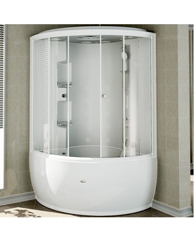 Душевой бокс Radomir Лаура 128x128 1-04-1-0-4-0880 профиль Белый стекло прозрачное