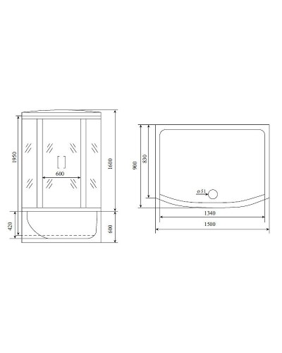 Душевой бокс Timo Lux 150x90 T-7750 с гидромассажем