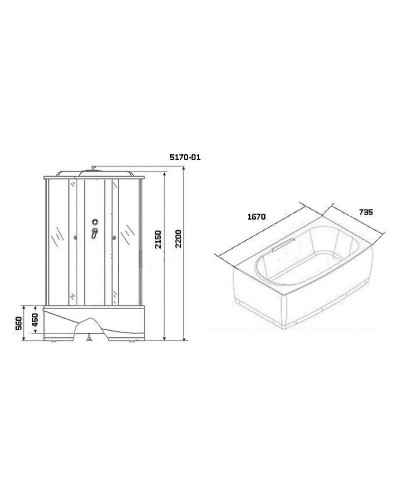Душевая кабина Niagara 170х75 NG-5170-01 с гидромассажем