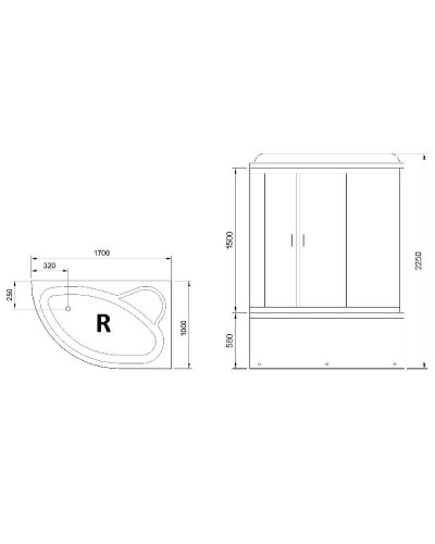 Душевой бокс Royal Bath ALP 170x100 RB170ALP-C-R с гидромассажем